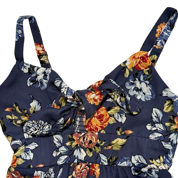 Floral Smocked Waist Maxi Dress Blue V-Neck Adjustable Straps Women’s Small - Picture 4 of 8